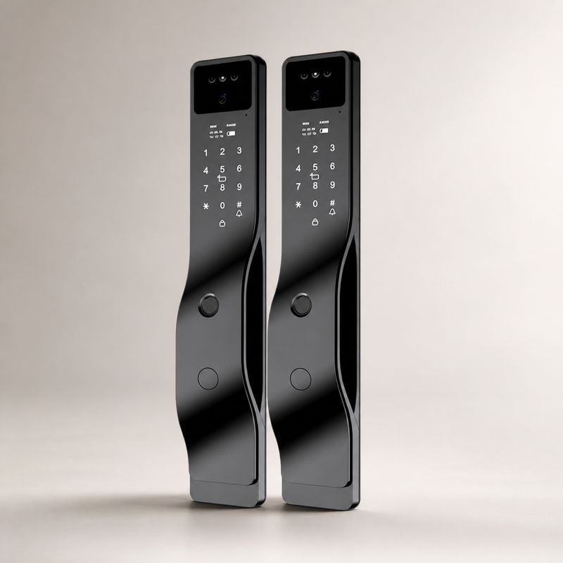 Two identical S2 smart locks arranged as a two-lock bundle