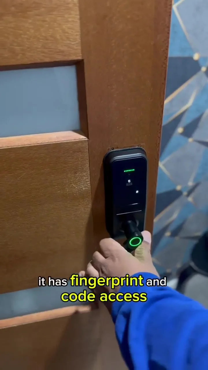 Fingerprint smart-gate access demonstrated on a timber gate
