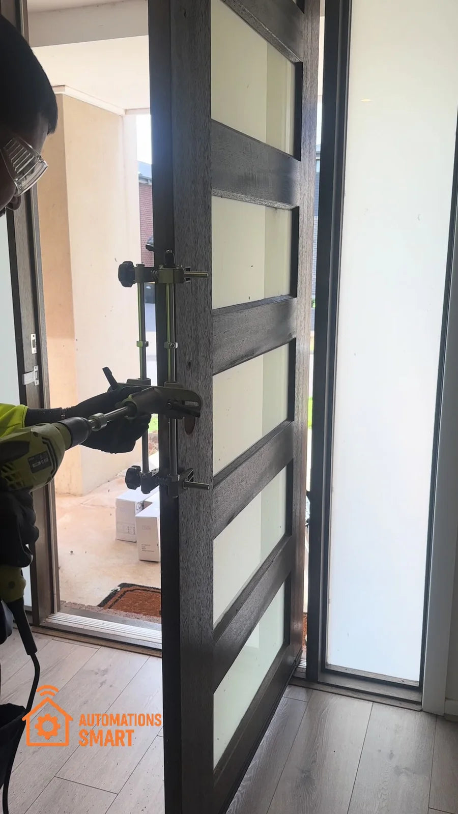 Close view of a precise Automations Smart lock installation