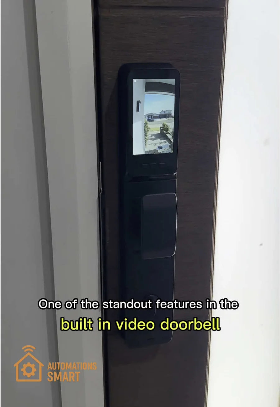 V2 smart-lock features and completed installation close-up